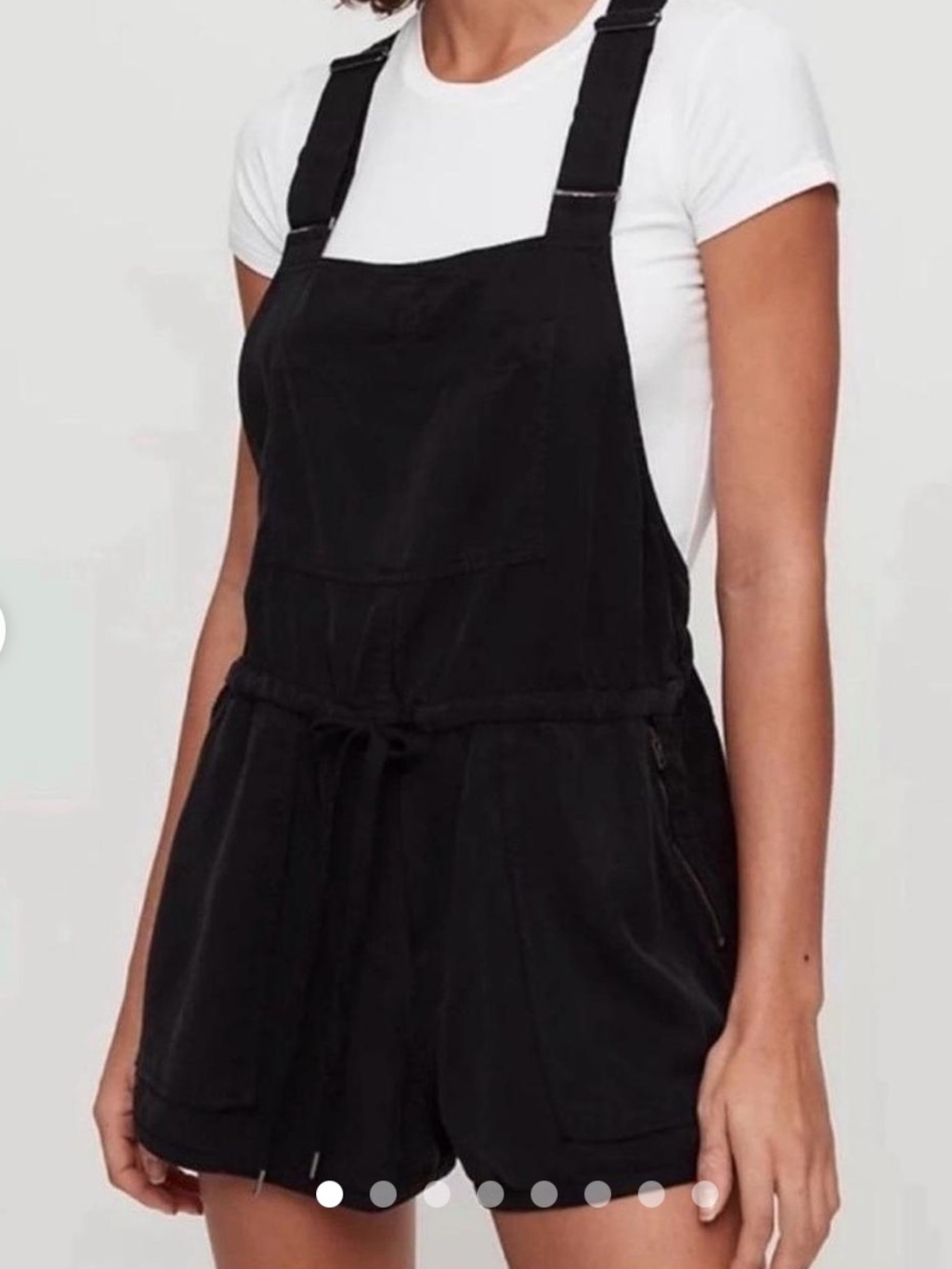 Aritzia Free Black Short Overalls with Drawstring Waist sz M